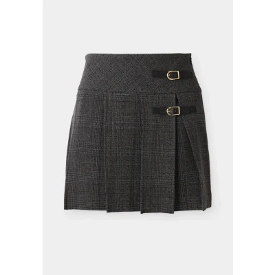 Afbeelding van Sandro dames Minirok met ruitdessin en lurex in de kleur Donkergrijs, maat: 34
