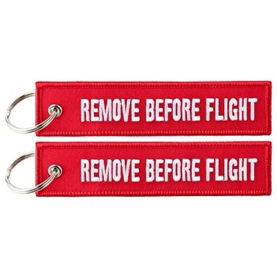 Afbeelding van Sleutelhanger REMOVE BEFORE FLIGHT, Rood / 2 stuks