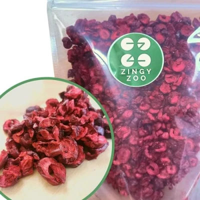 Afbeelding van ZingyZoo gevriesdroogde kersenschijfjes XXL 500 g natuurlijke gedroogde kersen voor bakken, koken, smoothies, taartdecoratie pure vruchten verse