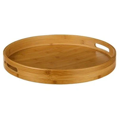 Afbeelding van Bamboe dienblad rond met handvatten diameter 40 cm