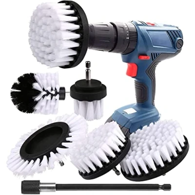 Afbeelding van YIHATA Reinigingsborstel voor boormachine, 6 stuks, borstel auto, tegels, mat, badkuip, keuken, toilet, wit