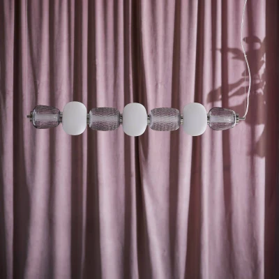 Afbeelding van LOOM DESIGN LED hanglamp Pearl 7, grijs/chroom, glas, 110 cm