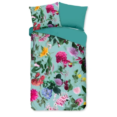 Afbeelding van Good Morning Dekbedovertrek &quot;bloemen&quot; Aqua (140x200/220 cm) Katoen