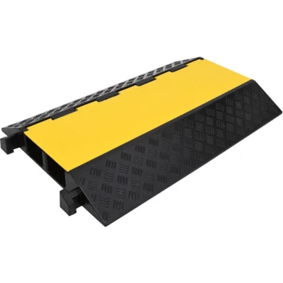Afbeelding van vidaXL Kabelbeschermer drempel met 2 tunnels 90 cm rubber