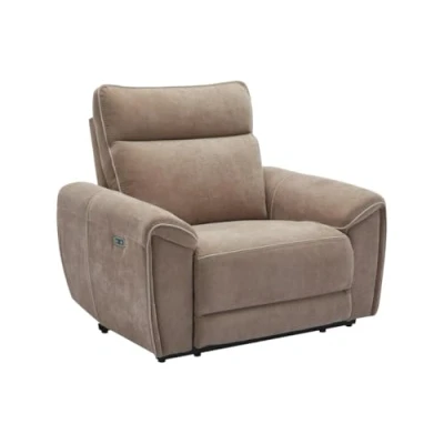 Afbeelding van Vente unique Elektrische relaxfauteuil van taupegrijze stof DJARALO L 120 cm x H 106 D 96