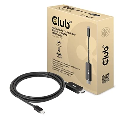 Image de Club 3D CAC 1187 Câble adaptateur Mini DisplayPort mâle pour HDMI 1.8 m support 8K60Hz (7680 x 4320) 4K120Hz (3840 2160)