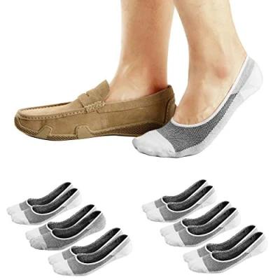 Afbeelding van Ueither Sneakersokken voor heren, ademend, laag model, onzichtbare sokken, korte katoen, enkelsokken, sportsokken, zwart/wit/grijs (2 paar per stuk)., 38/43 EU, Wit, 38 43 EU