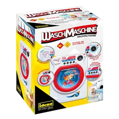 Afbeelding van Idena 40469 Wasmachine voor kinderen met licht en geluidsfunctie, voorlader 4 programma&#039;s draaibare wastrommel, speelgoed het leren van praktische vaardigheden