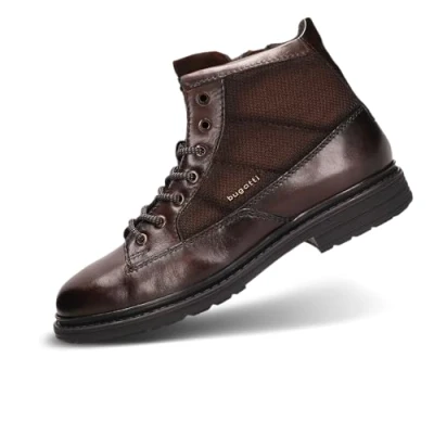 Afbeelding van bugatti Veterboots, Heren, Maat: 45, Mid brown/dark brown Leer en textiel