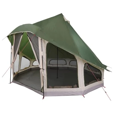 Afbeelding van vidaXL Familie Tent Tipi Groen 6 Persoons Waterdicht