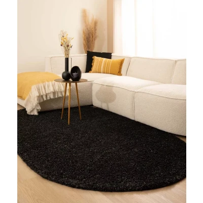 Afbeelding van Ovaal Hoogpolig Vloerkleed Shaggy Trend Effen Antraciet 300x400 Cm