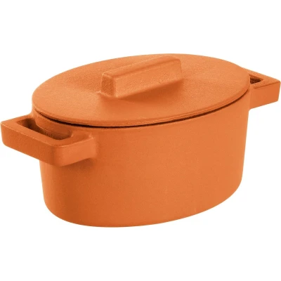 Afbeelding van Sambonet Gietijzer Braadpan Oranje Ovaal 13 cm x 10 incl deksel