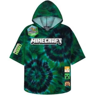 Afbeelding van Minecraft Badponcho voor kinderen en jongeren, strandhanddoek met capuchon, absorberend, zwembad, badjas, poncho, creeper, essentieel, reizen, cadeau (Multi Tie Dye, 10 13 jaar)