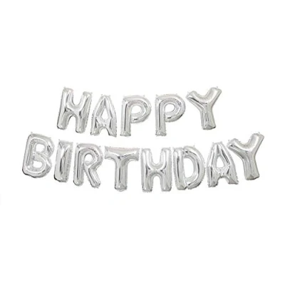 Afbeelding van Ballonnen Letter Set Happy Birthday Zilver 35cm