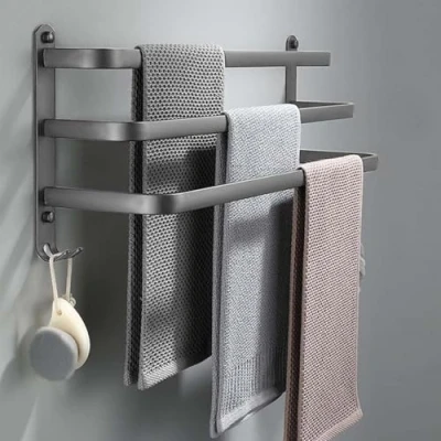 Afbeelding van Porte serviettes Sans perçage 80 cm Gris de salle bain mural cuisine