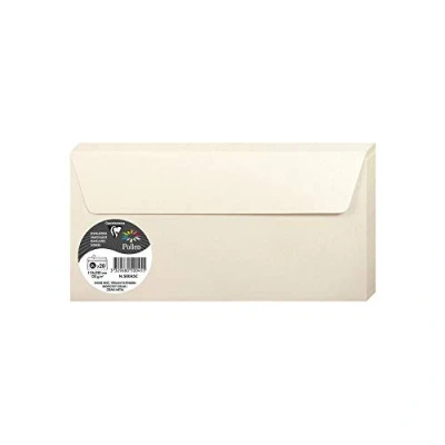 Afbeelding van Clairefontaine 50045C, verpakking met 20 zelfklevende enveloppen, formaat DL (11 x 22 cm), 120 g/m², ivoorkleurig, uitnodiging voor evenementen en correspondentie, Pollen serie, glad premium papier