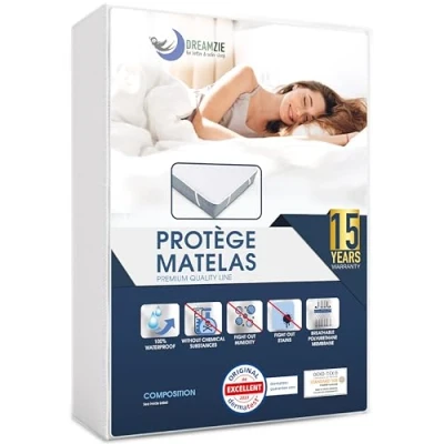 Image de Dreamzie Protege Matelas 180x200 cm Imperméable Made in Europe et Oeko TEX Alese 180 x 200 en Coton Respirant avec 4 Coins Elastiques
