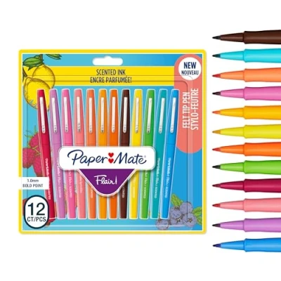Afbeelding van Paper Mate Flair geurende viltstiften diverse zondagse brunchgeuren en kleuren mediumpunt (0,7 mm) 12 stuks