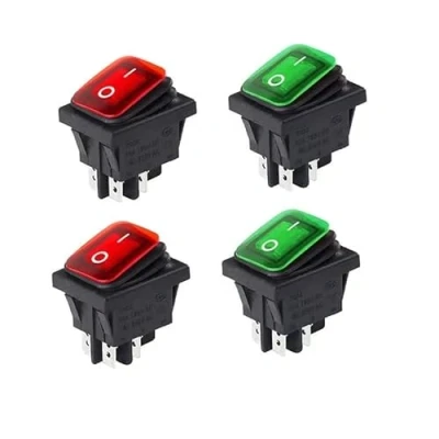 Afbeelding van Switian 4 stuks 220 V AC DPST polige 2 waterdichte aan/uit schakelaar (2 x rood/2 groen)