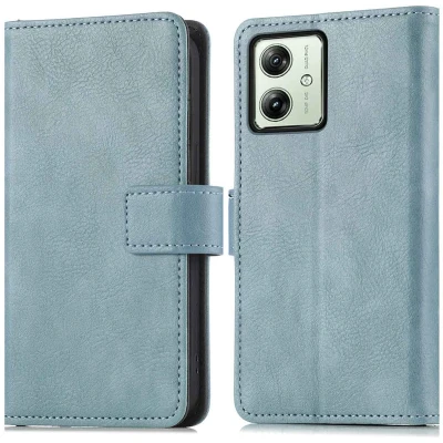 Afbeelding van iMoshion Hoesje Geschikt voor Motorola Moto G54 Met Pasjeshouder Luxe Bookcase Lichtblauw