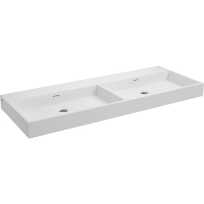 Afbeelding van Clou Wash Me wastafel 110x42cm dubbel zonder plug aluite Wit mat