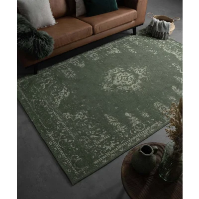 Afbeelding van Vintage Tapijt/Vloerkleed Nomad Groen 140x200 Cm