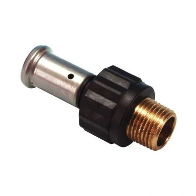 Afbeelding van Henco puntstuk Ø14x1/2&quot; pers x buitendraad. Artikelnr: 17PK 1404