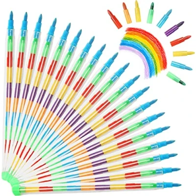 Afbeelding van Vicloon 11 Stuks Stapelen Kleurpotloden, Kinder Creatieve Bouwstenen Graffiti Pennen, Kleurpotloden Set, voor kinderen feestartikelen feesttas vuller verjaardagscadeau