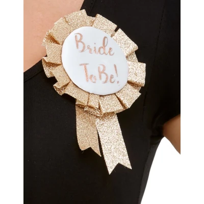 Afbeelding van Smiffys Bride To Be Rosette Kostuum Accessoire Goudkleurig