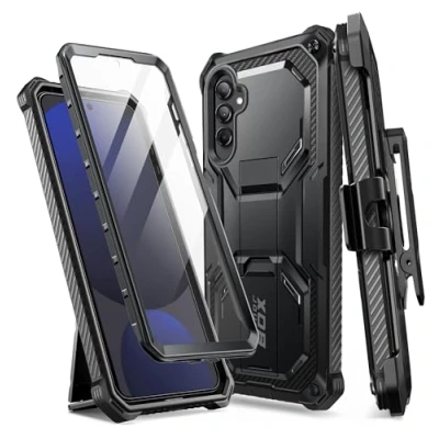 Afbeelding van i Blason Armorbox Samsung Galaxy S24 FE hoes met standaard en riemclip [geïntegreerde displaybescherming] [ondersteunt vingerafdrukidentificatie] [militaire bescherming]