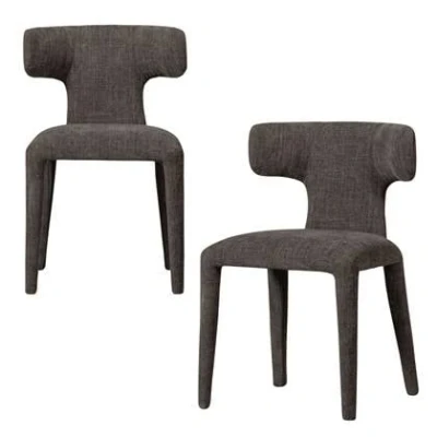 Afbeelding van BePureHome Permit Eetkamerstoel Polyester Espresso Set van 2