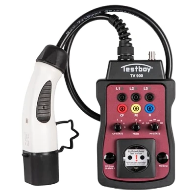 Afbeelding van Testboy TV 900 laadstationadapter voor het testen van type 2 laadstations (installatietester of aansluitbare multimeter, geïntegreerde led), zwart/rood