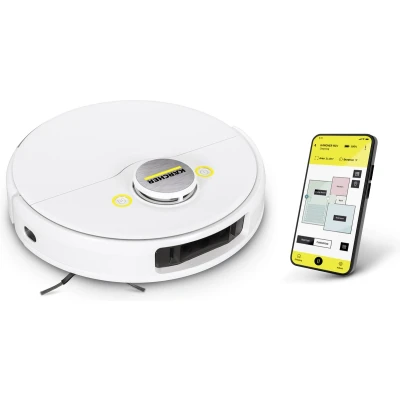 Afbeelding van Kärcher RCV 5 Robotstofzuiger met dweilfunctie app besturing LiDAR lasernavigatie dubbele laser en AI mapping ruimte obstakeldetectie 5000 Pa 120 min looptijd voor harde vloeren tapijten