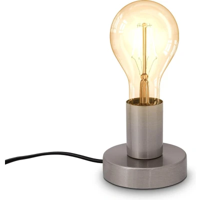Afbeelding van B.K.Licht Industriële tafellamp retro design nikkel voor binnen aan/uit schakelaar metalen bedlamp Ø10cm E27 fitting excl. lichtbron