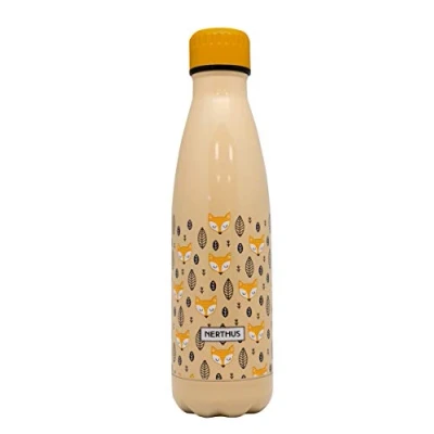Image de NERTHUS Fih 772 Flacon Double Paroi Orange 500 ML en Acier Inoxydable 18/8