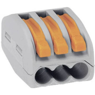 Afbeelding van WAGO 222 Lasklem Flexibel: 0.08 4 mm² Massief: 2.5 Aantal polen: 3 50 stuk(s) Grijs, Oranje