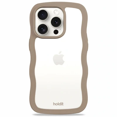 Afbeelding van Holdit Hoesje Geschikt voor iPhone 15 Pro Max Wavy Case bruin