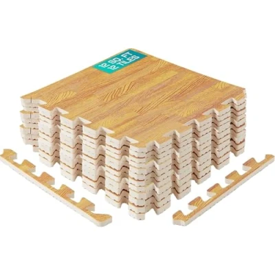 Afbeelding van Yes4All 1 es4All schuimrubberen vloermatten voor gymnastiekuitrusting (24 grijs, 6 stuks), F. 12 vierkante tegels (12 tegels) licht eikenhout, 3,5 m² (30,5 x 30,5 cm)