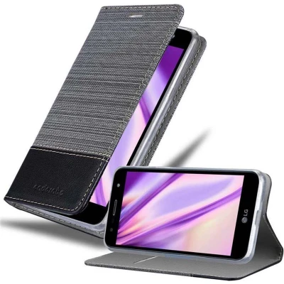 Afbeelding van Cadorabo Hoesje geschikt voor LG X POWER 3 in GRIJS ZWART Beschermhoes met magnetische sluiting, standfunctie en kaartvakje Book Case Cover Etui