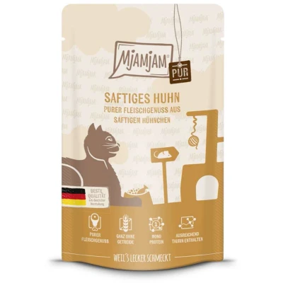 Afbeelding van 12x125g MjAMjAM Squeeze Pure Meat Delight Sappige Kip Puur kattenvoer nat