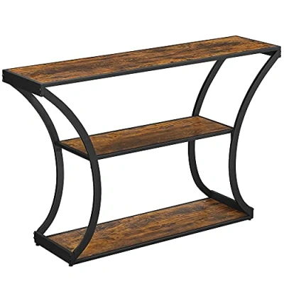 Afbeelding van VASAGLE Consoletafel, hal tafel, gebogen poten, verlengd tafelblad, console voor woonkamer, hal, slaapkamer, vintage bruin zwart LNT089B01