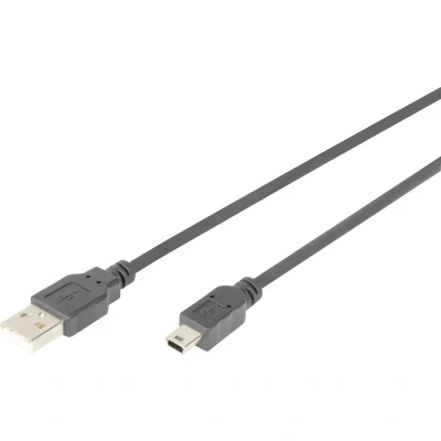 Afbeelding van Digitus USB kabel 2.0 A stekker, mini B stekker 1.00 m Zwart AK 300108 010 S