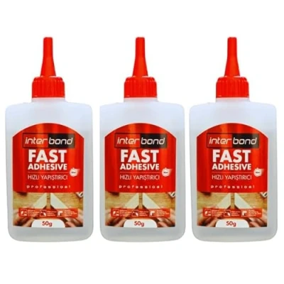 Afbeelding van Interbond Lot de 3 tubes Colle instantanée extra forte 50 g montage, pour tissu et céramique universelle réparations professionnelles idéale