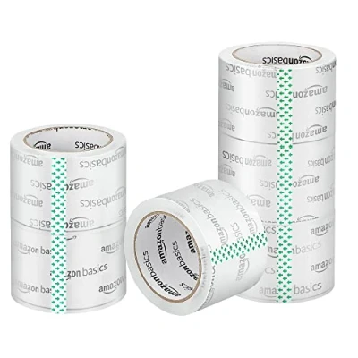 Afbeelding van Amazon Basics verpakkingstape voor verhuizing en opslag, 7,1 cm breed x 49,9 m lang, rol van 7,6 cm, sterk doorzichtig, 6 stuks