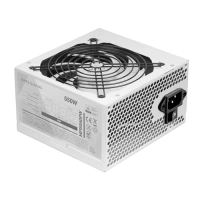 Afbeelding van MARSGAMING MPIII550P PC voeding, ATX, 550 W, 85% efficiëntie, digitaal APFC systeem, 120 mm FDB AI RPM ventilator, DC en SMD technologieën, extra lange platte kabels, wit