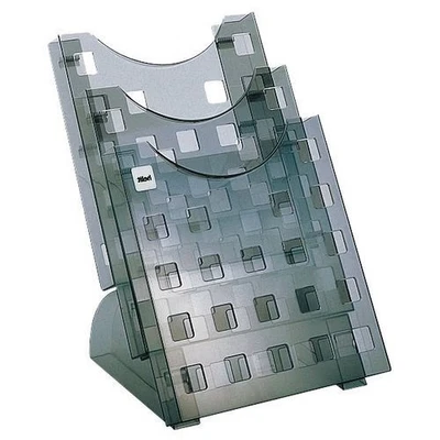 Afbeelding van Helit Tafelstandaard &quot;The step grid&quot; 3 vakken DIN A4 transparant grijs H6102708