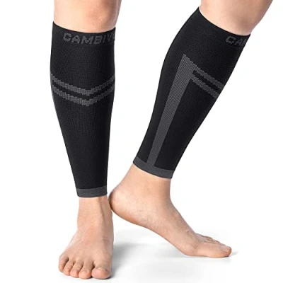 Afbeelding van CAMBIVO 2 x kuitcompressiekousen, compressiekousen voor dames en heren, voetloze compressiesokken, compressiesokken bloedcirculatie benen, spataderen, hardlopen, vliegreizen