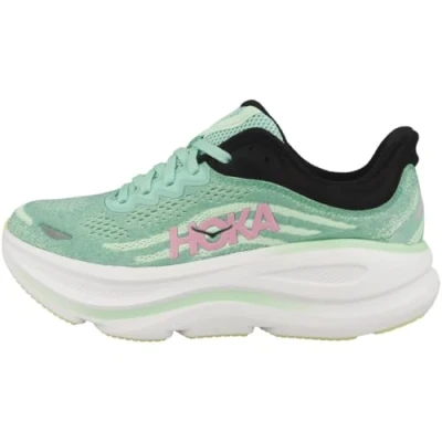 Afbeelding van HOKA Bondi 9 Hardloopschoenen voor op de weg, Dames, Maat: 36 2/3, Blue spark/mint fluorite Textiel/ synthetisch
