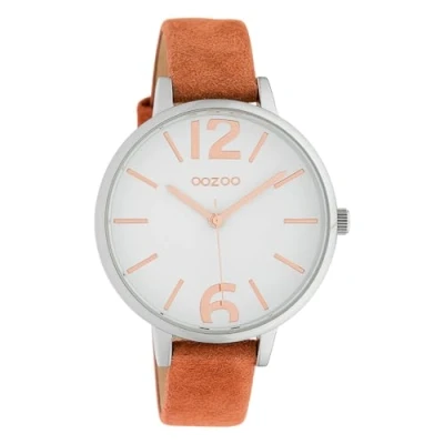 Afbeelding van OOZOO Timepieces Zilverkleurige horloge met terra leren band C10435