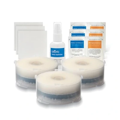 Image de biOrb Service Kit 3 avec optimiseur d&#039;eau de nettoyage 10 pièces Cartouches filtrantes rechange Médias filtrants chimiques Éponge Chiffon Conditionneur Pour